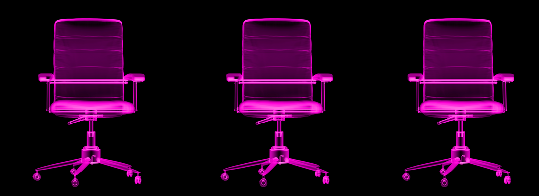 X-ray of three ergonomic chairs